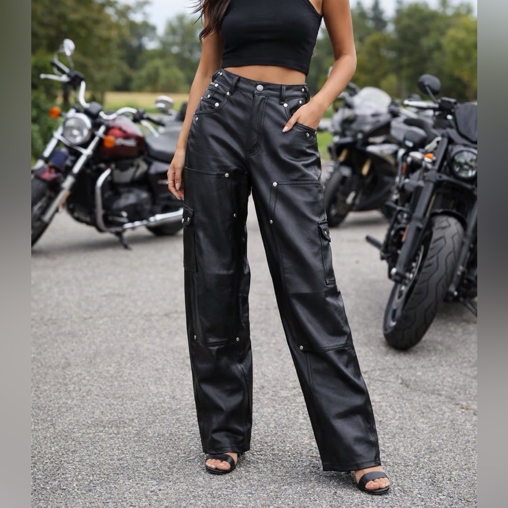 Avec Les Filles Black Faux Leather Pants